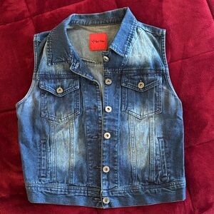 Women's Blue Denim Vest by Red Tulips